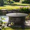 CHITOOMA 21 Inch Portable Fire Pits with Grill for Outside 58000 BTU Gas Fire Bowl with Foldable Legs & Lid & Carry Kit & Lava Rock Stone