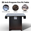 Philergo 28 Inch Propane Fire Pits with Cup Holders, 50000 BTU Steel Gas Fire Pit Table with Lid and Lava Rock for Outdoor