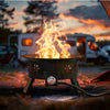 CHITOOMA 21 Inch Portable Fire Pits with Grill for Outside 58000 BTU Gas Fire Bowl with Foldable Legs & Lid & Carry Kit & Lava Rock Stone