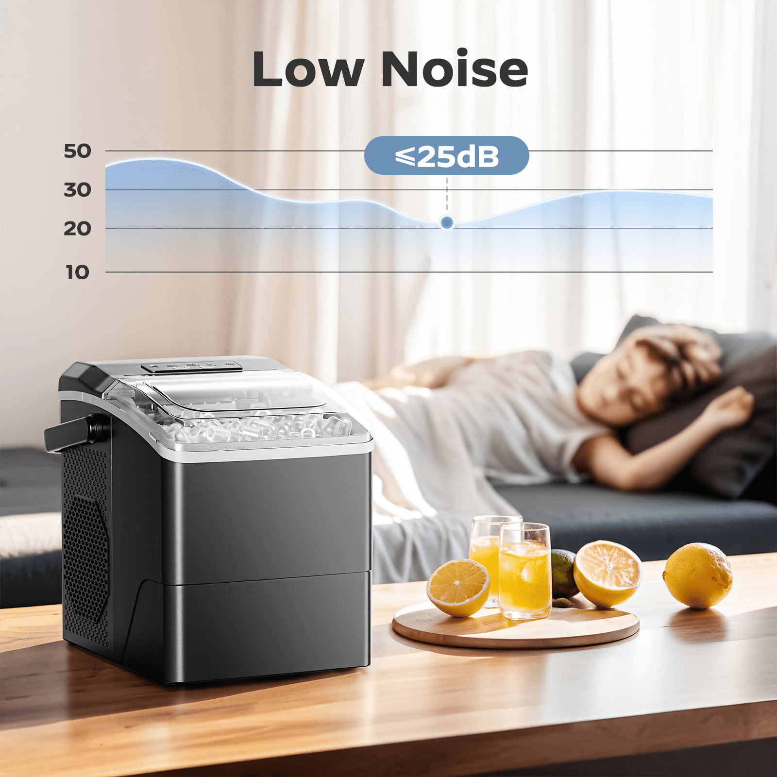 Ice Makers Machine 6 Mins 9 Bullet Ice, 26 Lbs/24 Hrs, Bullet Ice Maker with Self Cleaning Function, Portable Ice Maker for Home Kitchen Party, Black