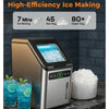 Philergo Nugget Ice Makers Countertop, 45lbs/24H with Self-Cleaning Function and Timer, Ice Maker Machine with Basket/Scoop for Home/Kitchen/Office, Stainless Steel