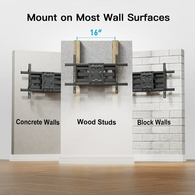 Perlesmith Full Motion TV Wall Mount Bracket for 37 to 75 inch TVs , Holds up to 132 lbs, PSLFK10
