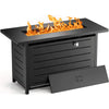 Philergo 42" Rectangular Gas Fire Pit Table, 60,000 BTU Propane Fire Pits for Outside with Lid and Lava Rock