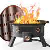 24 inch Portable Fire Pits with Grill for Outside 58000 BTU Gas Fire Bowl with Foldable Legs & Lid & Carry Kit & Lava Rock Stone