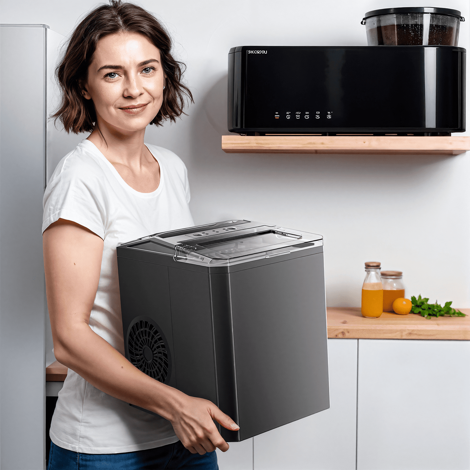 Philergo Countertop Ice Maker 26 lbs/24h 9 Cubes/6 Mins with Self-Cleaning Bullet Ice Maker for Home Office Bar Party