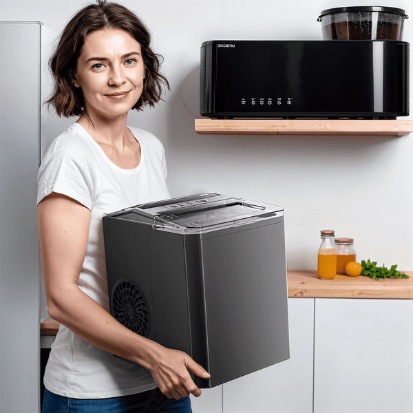 Philergo Countertop Ice Maker 26 lbs/24h 9 Cubes/6 Mins with Self-Cleaning Bullet Ice Maker for Home Office Bar Party