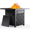 Philergo 28" Propane Fire Pit, 50,000 BTU Square Gas Fire Pit Table for Patio Garden Party with Lava Rocks, Removable Lid, CSA-Certified