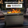 Philergo 42" Rectangular Gas Fire Pit Table, 60,000 BTU Propane Fire Pits for Outside with Lid and Lava Rock