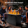 43" Propane Fire Pit Table with Wind Guard - 60,000 BTU Gas Fire Pit with Blue Glass Rocks, Waterproof Cover & 2 Cup Holders for Deck, Backyard, Garden