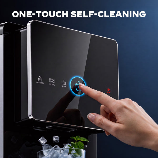 Philergo Nugget Ice Maker Countertop, Touch-Free Self-Dispensing Pebble Ice Machine, 40 lbs/24H Chewable Ice, 8-Minute Ice, One-Touch Self-Cleaning, Slim Portable Ice Maker for Home, Office and RV