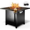 Philergo 32" Gas Fire Pits with Cup Holders for Outside, 50,000 BTU Propane Fire Pit Table with Lid and Lava Rock, Black