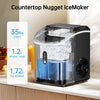 Philergo Nugget Countertop Ice Maker, Chewable Pellet Ice Machine with Self-Cleaning for Home Kitchen, 35lbs/24Hrs, Black
