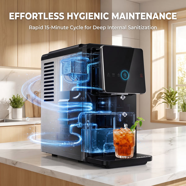 Philergo Nugget Ice Maker Countertop, Touch-Free Self-Dispensing Pebble Ice Machine, 40 lbs/24H Chewable Ice, 8-Minute Ice, One-Touch Self-Cleaning, Slim Portable Ice Maker for Home, Office and RV
