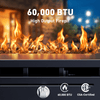 Philergo 42" Rectangular Gas Fire Pit Table, 60,000 BTU Propane Fire Pits for Outside with Lid and Lava Rock