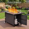 Philergo 43.2" Propane Fire Pit Table with Marble Tabletop, 52,000 BTU Rectangular Fire Pit with Glass Rock, Lid and Waterproof Cover for Outdoor, Patio Party