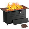 Philergo 42" Rectangular Gas Fire Pit Table, 60,000 BTU Propane Fire Pits for Outside with Lid and Lava Rock