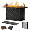 43" Propane Fire Pit Table - 60,000 BTU Gas Fire Pit with 2 Cup Holders, Waterproof Cover & Lava Rocks for Garden, Deck, Backyard