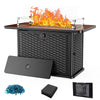43" Propane Fire Pit Table with Wind Guard - 60,000 BTU Gas Fire Pit with Blue Glass Rocks, Waterproof Cover & 2 Cup Holders for Deck, Backyard, Garden