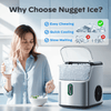 Philergo 35lbs/24H Nugget Ice Maker Countertops with LED Indicator, Portable Chewable Pebble Ice Machine with Self-Cleaning, Crushed Sonic Ice for Hmoe, Kitchen, RV, Stainless Steel