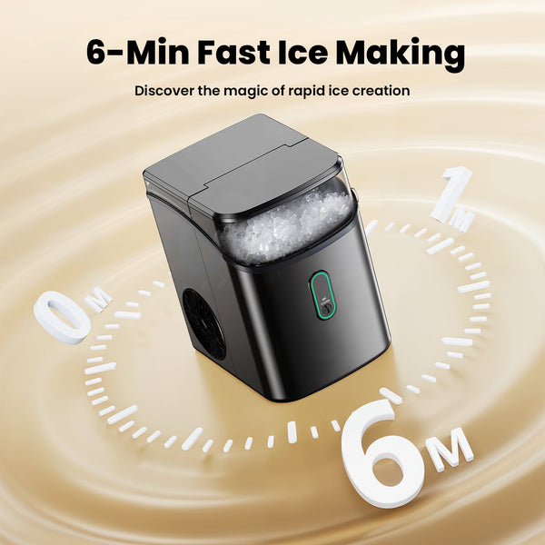 Philergo Nugget Ice Maker Countertop, Pebble Ice Maker with Soft Chewable Ice, 35 lbs/24 Hrs for Home, Kitchen, RV, Camping, Black