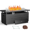 Philergo 51" Outdoor Propane Fire Pit Table with Tempered Glass Wind Guard, 60,000 BTU Large Gas Fire Pits with Sliding Tank Holder for Outdoor, Patio Party