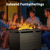 Philergo 42" Rectangular Gas Fire Pit Table, 60,000 BTU Propane Fire Pits for Outside with Lid and Lava Rock