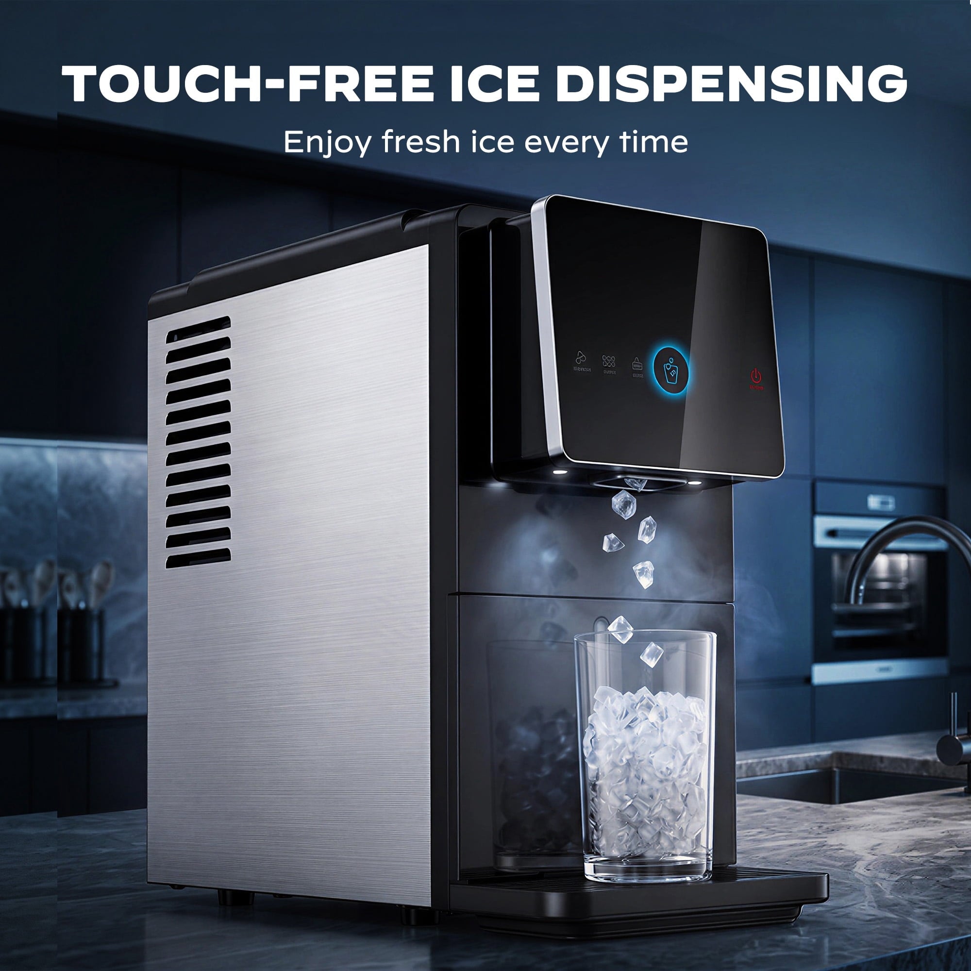 Philergo Nugget Ice Maker Countertop, Touch-Free Self-Dispensing Pebble Ice Machine, 40 lbs/24H Chewable Ice, 8-Minute Ice, One-Touch Self-Cleaning, Slim Portable Ice Maker for Home, Office and RV