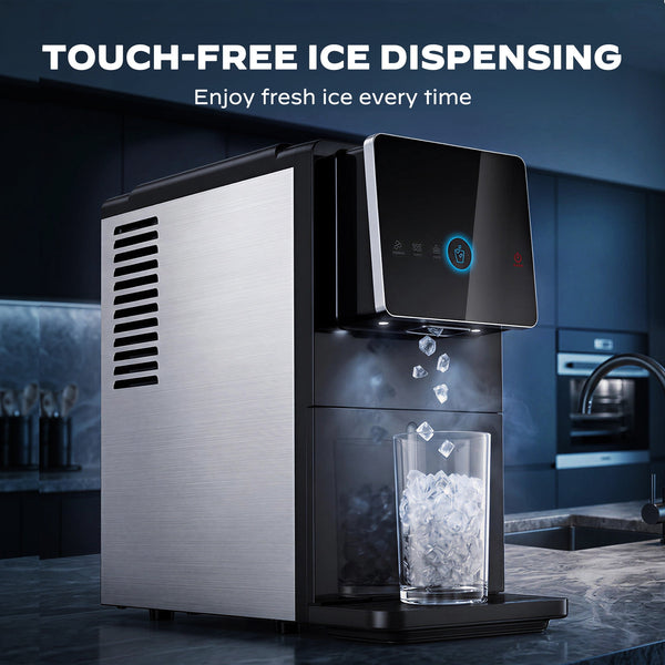 Philergo Nugget Ice Maker Countertop, Touch-Free Self-Dispensing Pebble Ice Machine, 40 lbs/24H Chewable Ice, 8-Minute Ice, One-Touch Self-Cleaning, Slim Portable Ice Maker for Home, Office and RV