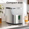 Philergo 35lbs/24H Nugget Ice Maker Countertops with LED Indicator, Portable Chewable Pebble Ice Machine with Self-Cleaning, Crushed Sonic Ice for Hmoe, Kitchen, RV, Stainless Steel