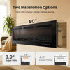50 inch Wall Mounted Electric Fireplace Indoor Recessed Fireplace Heater with Touch Screen, Timer, Adjustable Flame Color and Speed