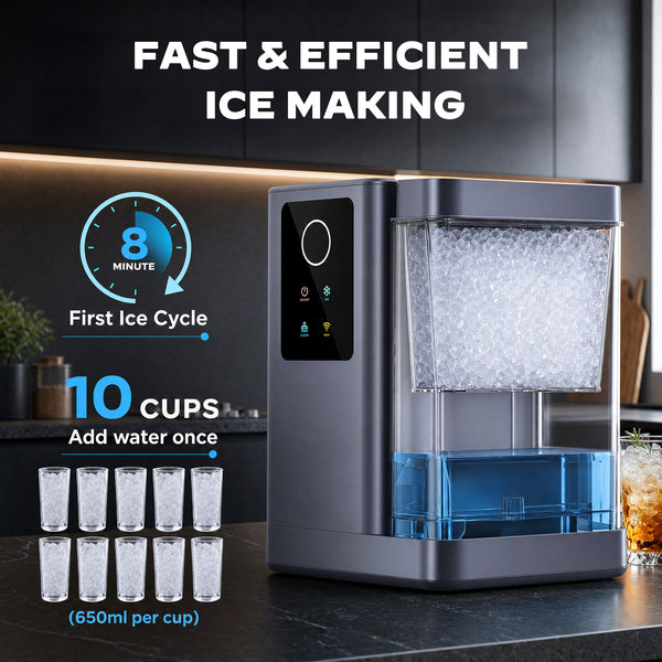 Philergo Nugget Ice Maker Countertop with App & Voice Control, Self-Cleaning Pebble Ice Machine, 3L Water Tank, 44 lbs/Day, Soft Ice in 8 Minutes, Quiet Portable Design for Home, Kitchen and Party