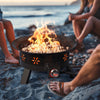 CHITOOMA 21 Inch Portable Fire Pits with Grill for Outside 58000 BTU Gas Fire Bowl with Foldable Legs & Lid & Carry Kit & Lava Rock Stone