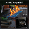 Philergo 43" Propane Fire Pits for Outside 60,000 BTU Gas Fire Pit Table for Outside with Lid , Glass Beads, Cup Holders, Hanging Shelf & Nylon Cover, Rectangle