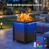 Philergo 28.2" Propane Fire Pits with RGB Strip, 62,000 BTU Rectangular Gas Fire Pit Table with Lava Rock for Outside, Patio, APP or Remote Control