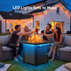Philergo 28.2" Propane Fire Pits with RGB Strip, 62,000 BTU Rectangular Gas Fire Pit Table with Lava Rock for Outside, Patio, APP or Remote Control
