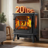 24'' Freestanding Electric Fireplace Heater Stove Portable Infrared Fireplace for Indoor, W/ Remote, Thermostat, 5 Variable Flame