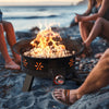 19 inch Portable Fire Pits with Grill for Outside 58000 BTU Gas Fire Bowl with Foldable Legs & Lid & Carry Kit & Lava Rock Stone