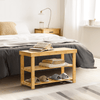3-Tier Bamboo Shoe Rack Bench, Entryway Storage Bench Holds up to 210 lbs