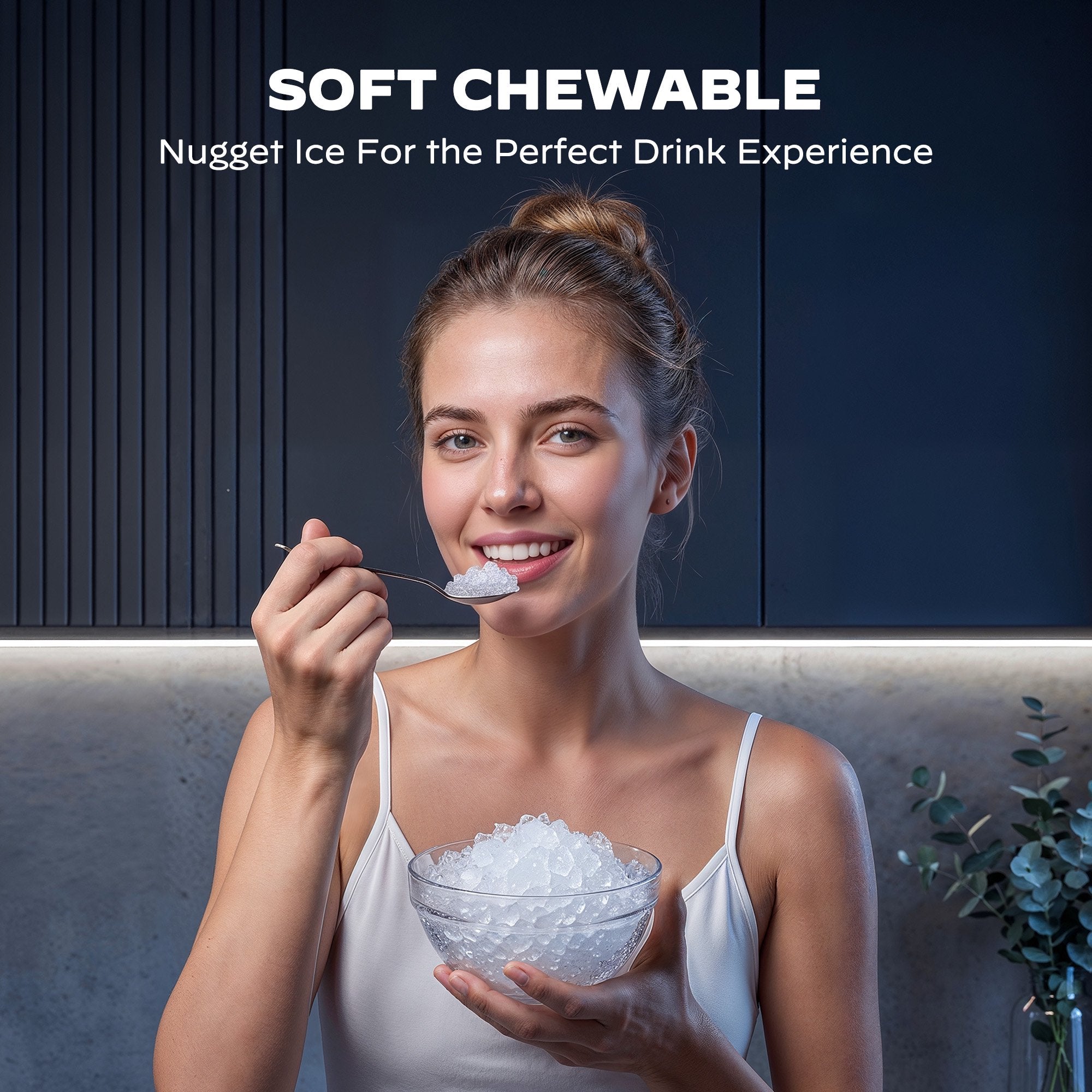 Philergo Nugget Ice Maker Countertop, Touch-Free Self-Dispensing Pebble Ice Machine, 40 lbs/24H Chewable Ice, 8-Minute Ice, One-Touch Self-Cleaning, Slim Portable Ice Maker for Home, Office and RV
