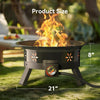 CHITOOMA 21 Inch Portable Fire Pits with Grill for Outside 58000 BTU Gas Fire Bowl with Foldable Legs & Lid & Carry Kit & Lava Rock Stone