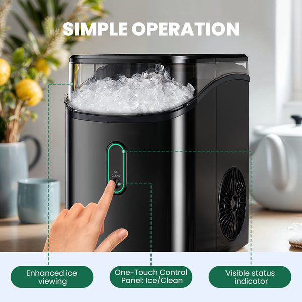 Philergo Nugget Ice Maker Countertop, Pebble Ice Maker with Soft Chewable Ice, 35 lbs/24 Hrs for Home, Kitchen, RV, Camping, Black
