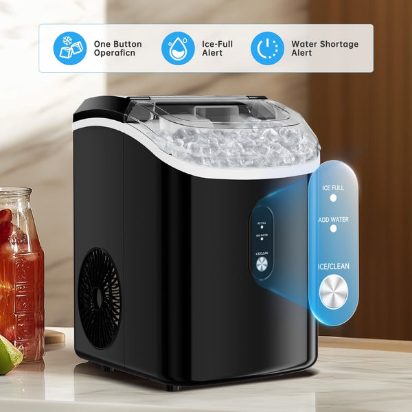 Philergo Nugget Countertop Ice Maker, Chewable Pellet Ice Machine with Self-Cleaning for Home Kitchen, 35lbs/24Hrs, Black