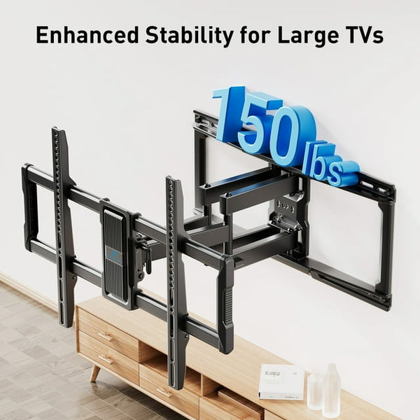 Perlesmith Full Motion TV Wall Mount Bracket for 50 to 90 inch TVs , Holds up to 150lbs, PSXF19B