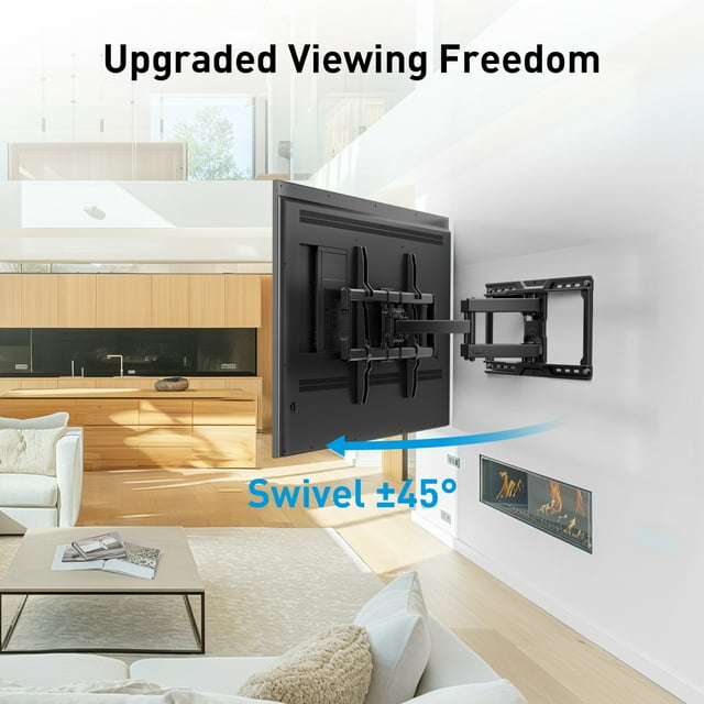 Perlesmith Full Motion TV Wall Mount Bracket for 50 to 90 inch TVs , Holds up to 150lbs, PSXF19B