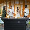 Philergo 42" Rectangular Gas Fire Pit Table, 60,000 BTU Propane Fire Pits for Outside with Lid and Lava Rock
