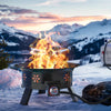 19 inch Portable Fire Pits with Grill for Outside 58000 BTU Gas Fire Bowl with Foldable Legs & Lid & Carry Kit & Lava Rock Stone