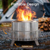 Philergo 19" Smokeless Fire Pit for Outside, Stainless Steel Wood Burning Fire Pit with Foldable Legs, Grill, Poker, Carry Bag