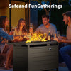 Philergo 42" Rectangular Gas Fire Pit Table, 60,000 BTU Propane Fire Pits for Outside with Lid and Lava Rock