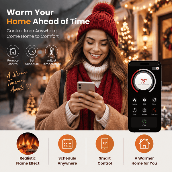 60" Ultra Thin Electric Fireplace Heater with App & Remote Control, 5300 BTU Recessed Wall Mounted Fireplace, Multicolor Flame, Touch Screen, Timer, WiFi Enabled