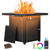 Philergo 28.2" Propane Fire Pits with RGB Strip, 62,000 BTU Rectangular Gas Fire Pit Table with Lava Rock for Outside, Patio, APP or Remote Control